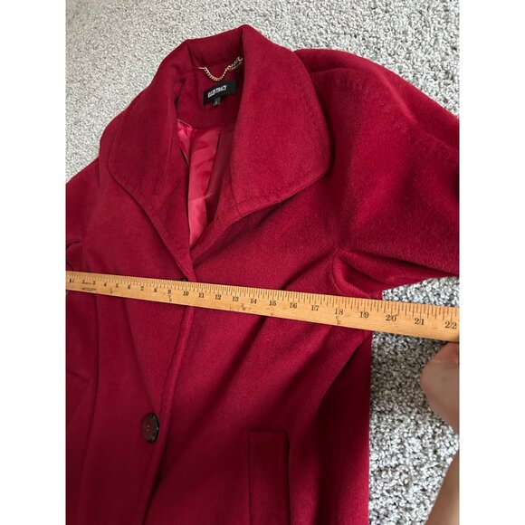 Ellen Tracy Women's Size 10 Red Wool Blend Coat W/ Angora Button - Picture 12 of 13